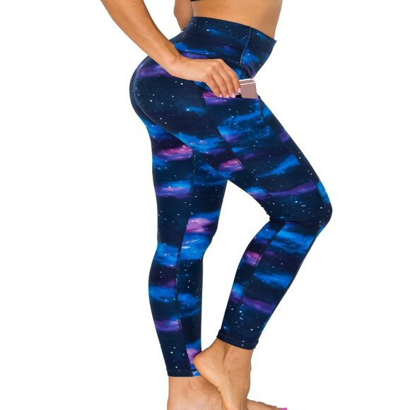Women's Premium Detail Active Full-Length Leggings w/Pockets Galaxy Print S-XL - Picture 1 of 4